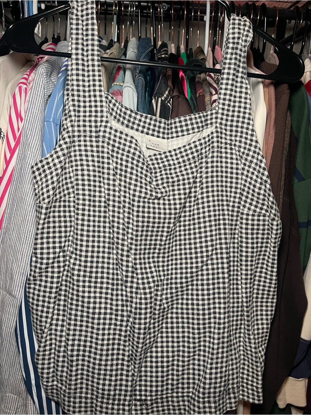 A New Day Black & White Gingham Sleeveless Peplum Top
